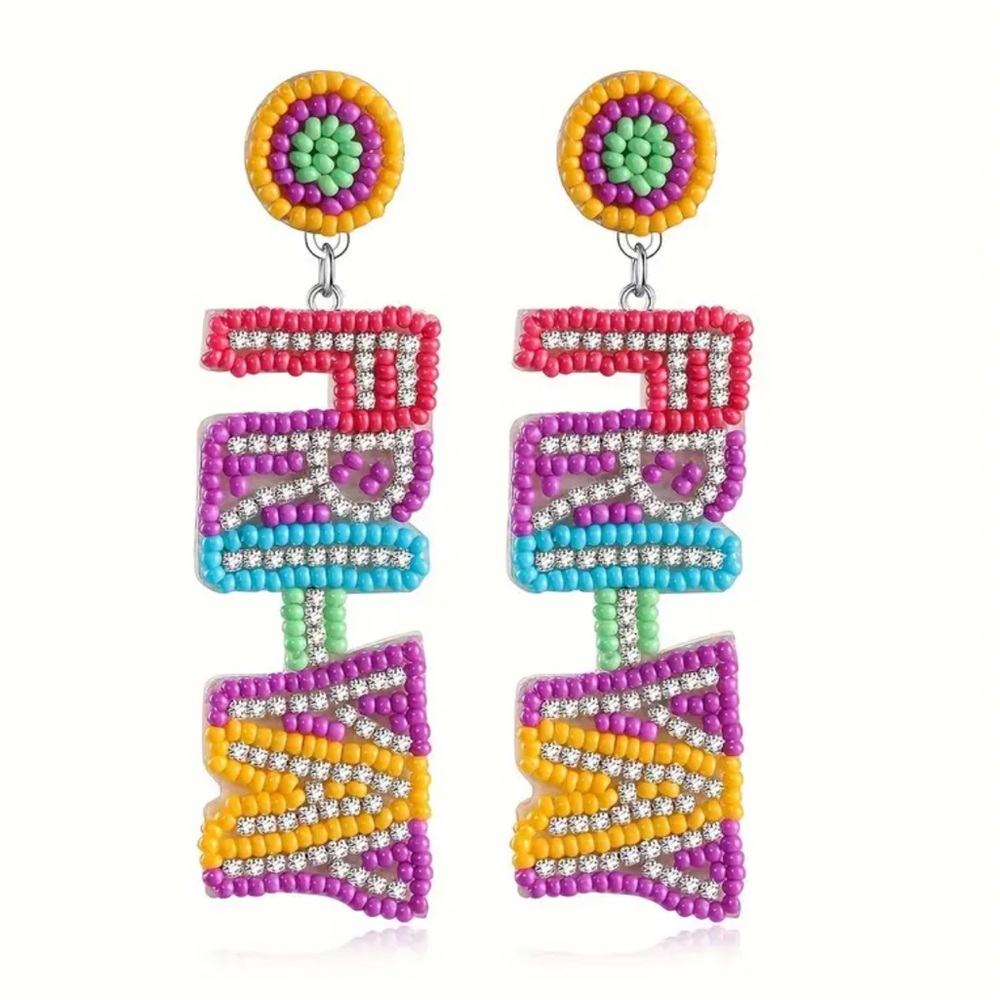 Fri-Yay Beaded Earrings - Picture 1 of 4